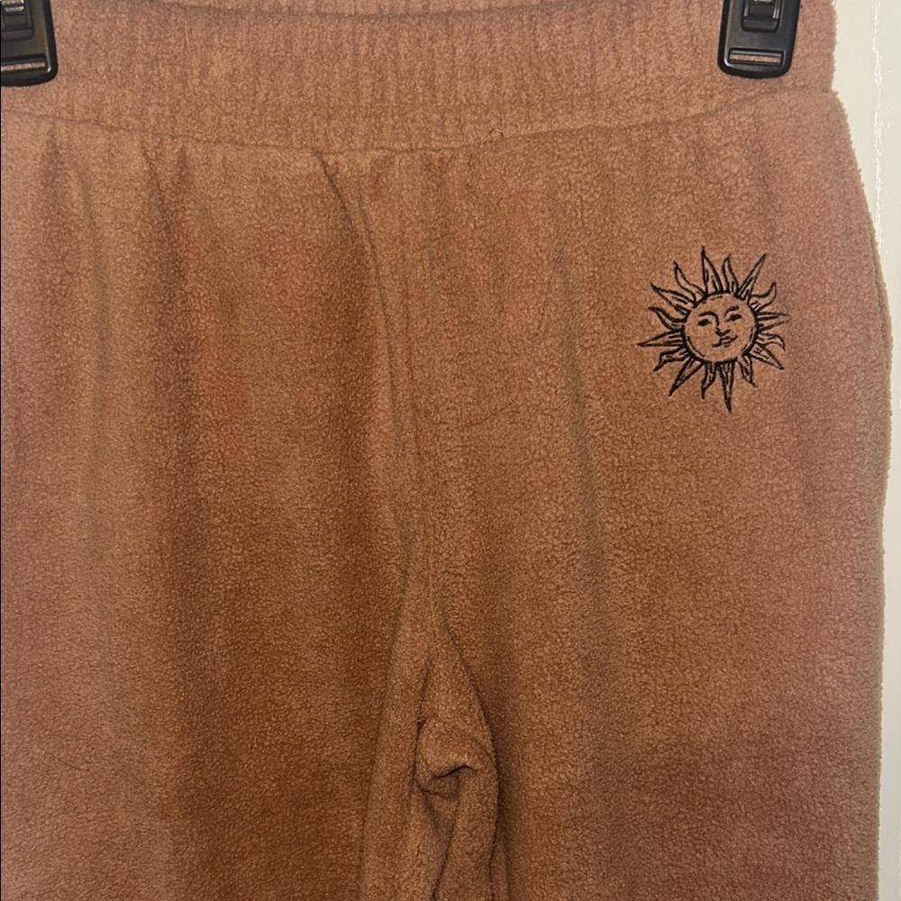 Cozy Brown Kids Bottoms with Sun Embroidery